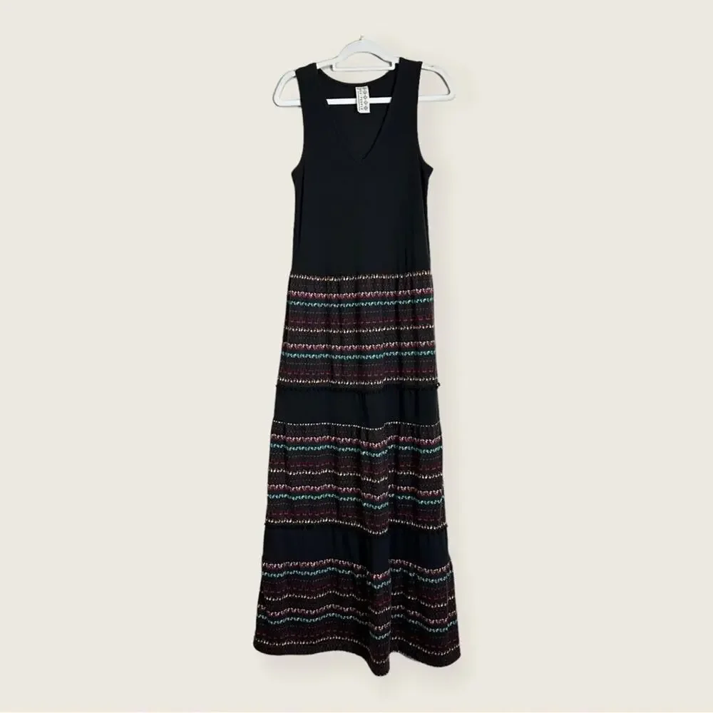 EUC | Free People | Sleeveless Pom Pom Maxi Dress | Black | Small - Picture 6 of 12